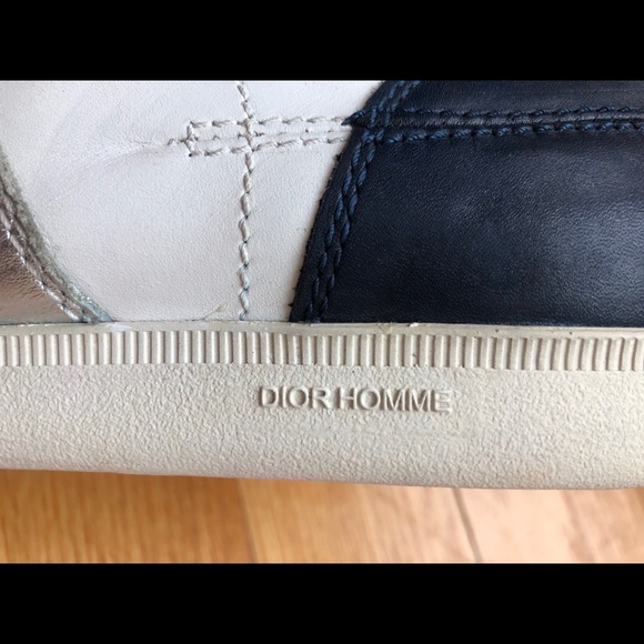 White and gray with blue Christian Dior sneakers. - Picture 3 of 8